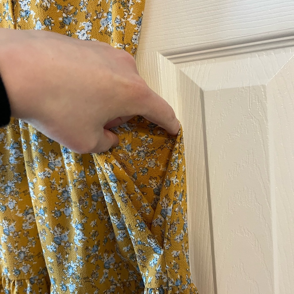 Monteau Mustard Floral Midi Dress - Picture 5 of 6